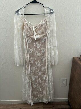 Cream white lace maternity dress